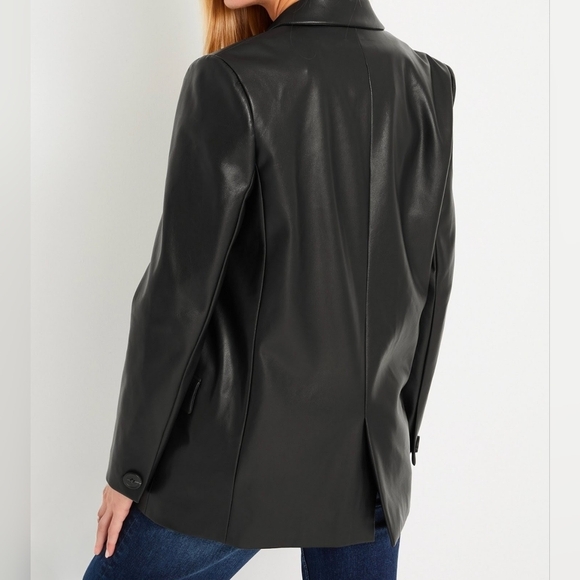 Vigoss Women's Black Faux Leather Open-Front Style Blazer, Size XL - Picture 3 of 12